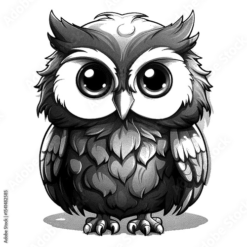 A majestic owl stares ahead, high detailed sketch art