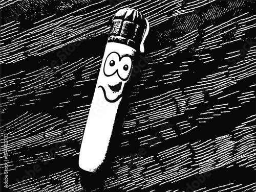 Black and white pencil sketch of a vintage wine bottle illustration