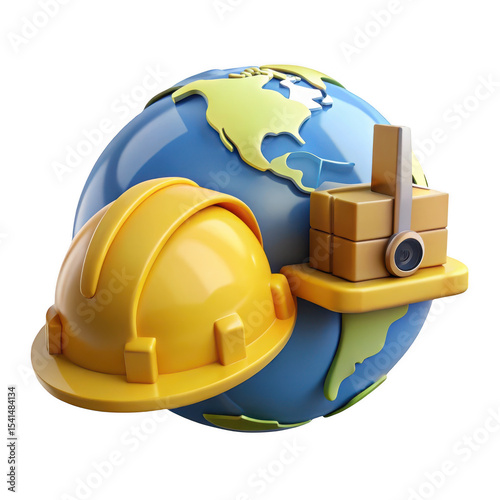 Global construction and logistics concept isolated on transparent background