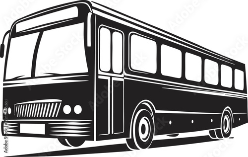 Classic City Bus Silhouette: Distinctive Profile of a Public Transit Vehicle, Capturing Urban Commuting and Everyday Transportation on White Backdrop
