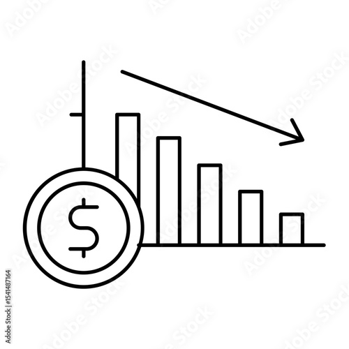 Decreasing Revenue outline icon