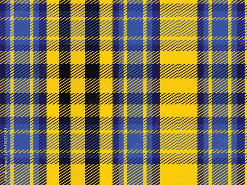 Blue Yellow Scottish Tartan Plaid Textile Pattern