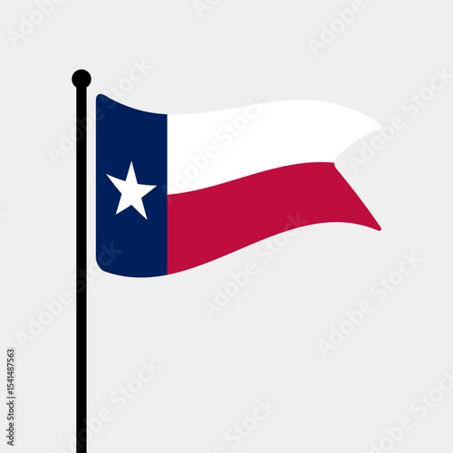 Flag of Texas. Texas flag vector illustration icon design. Fluttering flagpole flag.