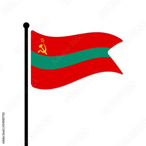 Flag of Transnistria. Transnistria flag vector illustration icon design. Fluttering flagpole flag.
