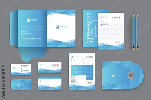 Abstract Geometric Office Stationery Equipment Set Design