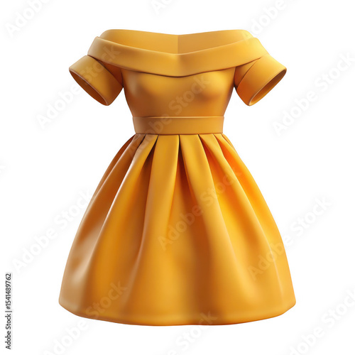 Elegant yellow dress isolated on transparent background