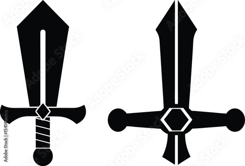 Two stylized swords, ideal for fantasy game icons or logo designs.