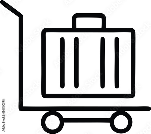 Simple Hand Drawn Luggage Cart Icon for Travel and Transportation Needs