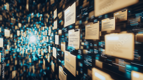 Data Tunnel Vision: Futuristic and dynamic visual of data flow and information management, illustrating a concept of data processing and storage.