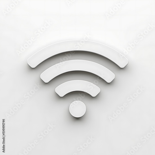 Off White Three Dimensional Wifi Symbol Against Plain White Background Simple Clean Minimalist Wireless Network Icon Digital Technology Communication Concept Image