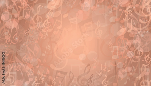 Bokeh style music background with notes. Soft, beige musical background for website, music events, contests, karaoke, cards, competitions.