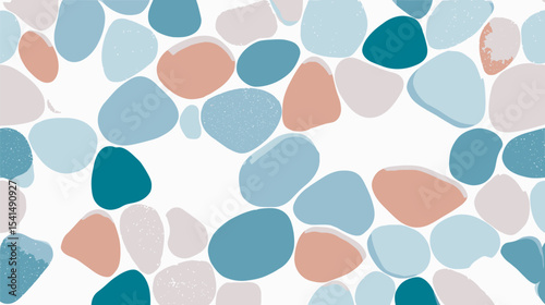 Colorful pebbles scatter creating pattern modern surface white background decorative graphic