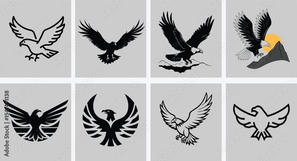 Fototapeta premium Eagle in Flight Silhouette Illustration