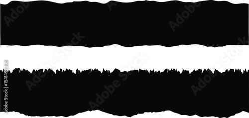 Two Ripped Paper Edges in Black and White for Graphic Design Elements