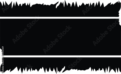 Black Silhouette of Grass in a Rectangular Planter Isolated on White Background