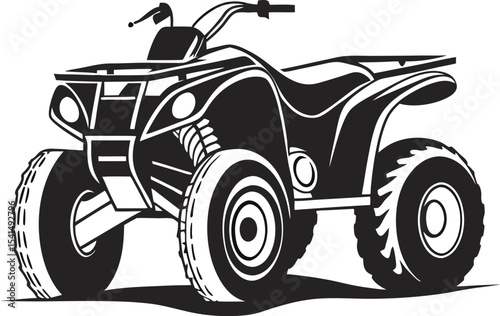 Rugged ATV (Quad Bike) Silhouette: Dynamic Outline of an All-Terrain Vehicle, Perfect for Highlighting Off-Road Adventure on White Background