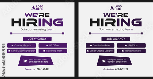 We are hiring job vacancy social media post banner design template. We are hiring job vacancy square web banner design