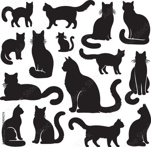 Set of cat silhouettes