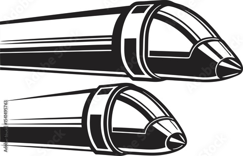 Futuristic Hyperloop Pod Silhouette: Streamlined Outline of a High-Speed Capsule, Representing Future Transit and Innovation on White Canvas