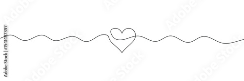 Continuous line drawing of heart. Heart one line icon. One line drawing background. Vector illustration. Heart black icon . EPS 10 . 