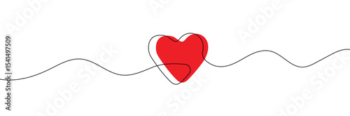 Continuous line drawing of heart. Heart one line icon. One line drawing background. Vector illustration. Heart black icon . EPS 10 . 