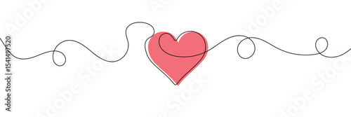 Continuous line drawing of heart. Heart one line icon. One line drawing background. Vector illustration. Heart black icon . EPS 10 . 