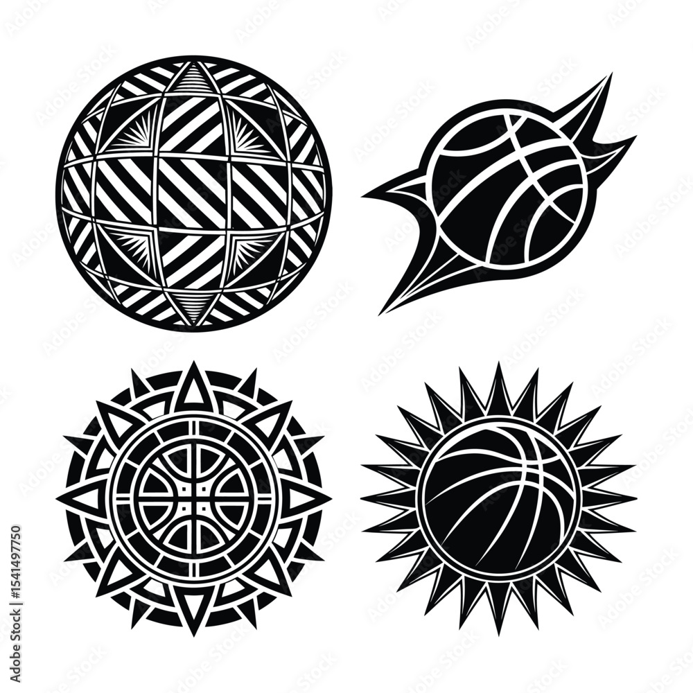 Fototapeta premium Basketball bundle silhouette 