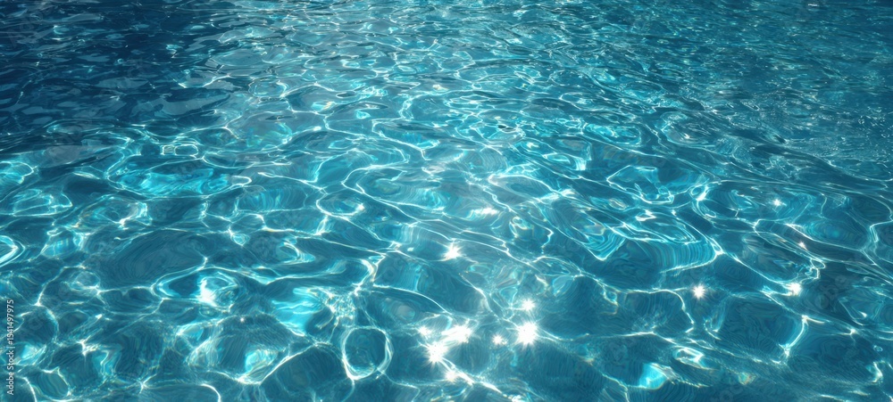 Obraz premium The shimmering surface of crystal-clear water reflecting sunlight in a tranquil pool.
