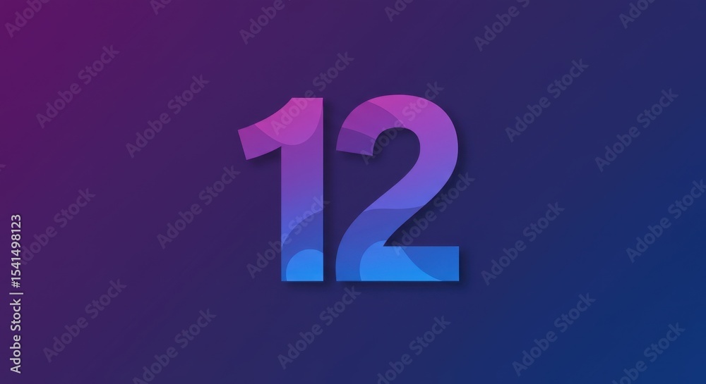 Abstract Number Twelve Design Gradient Purple Blue Background Digital Art Graphic Design Abstract Number Twelve Design Gradient Purple Blue Background Digital Art Graphic Design