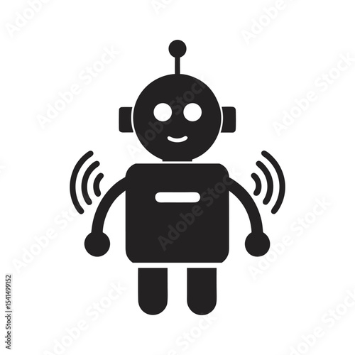 Empathy Robot Heart Sensor Silhouette Vector Art