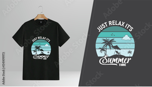 Summer time t shirt design mockup

