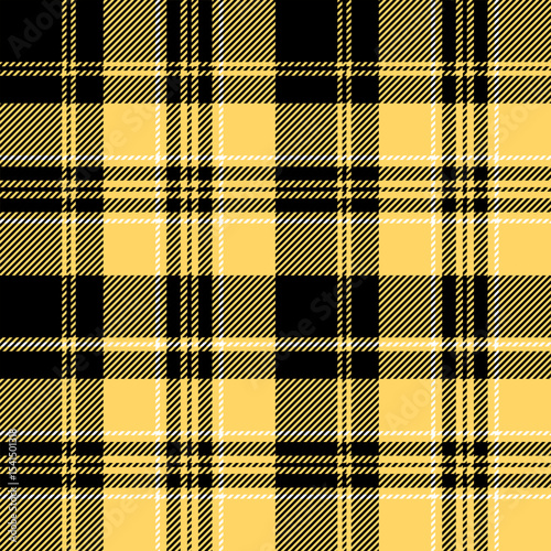 plaid tartan seamless repeat pattern. This is a black white yellow checkered plaid vector illustration. Design for decorative,wallpaper,shirts,clothing,tablecloths,wrapping,textile,fabric,texture