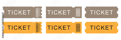 Ticket icon set, Movie show ticket vector icon, Cinema or Movie ticket in flat style