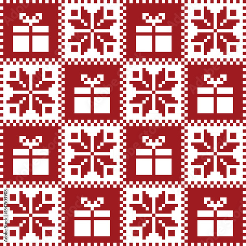 seamless pattern with gift boxes Christmas pattern illustration, vector, Christmas wallpaper, cross stitch pattern, high resolution, textile decoration, clothing, embroidery, Christmas festival
