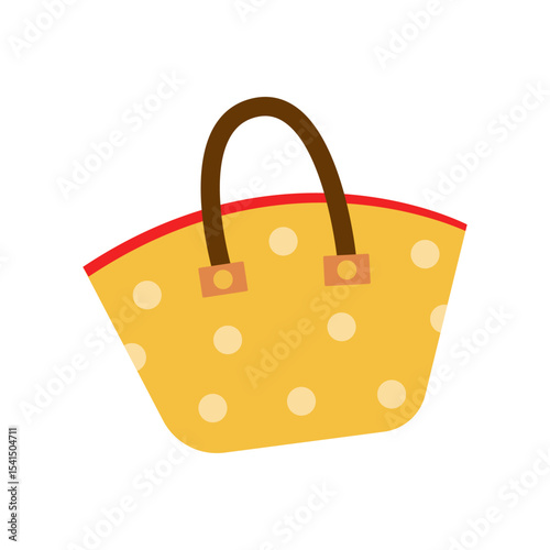 Bright yellow polka dot tote bag designed for summer outings and beach trips with sturdy handles