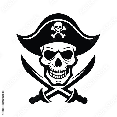 pirate skull and crossbones silhouette icon isolated on white background 