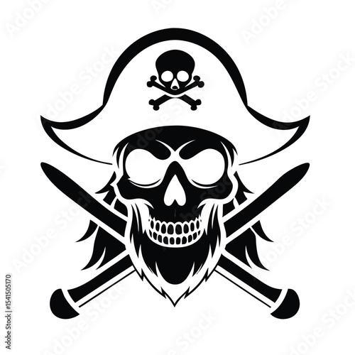pirate skull and crossbones Vector icon isolated on white background