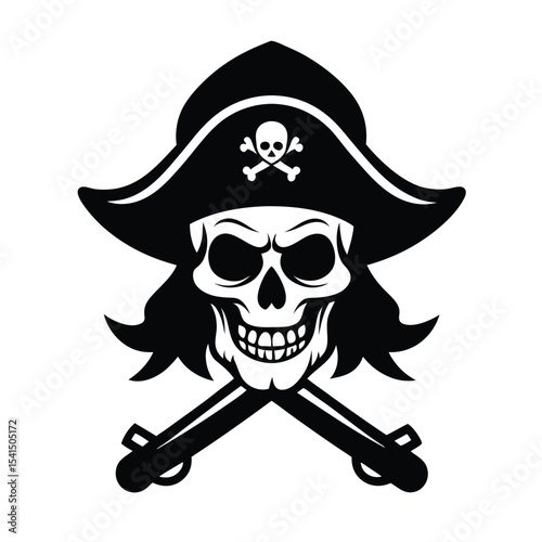pirate skull and crossbones silhouette icon isolate on white background