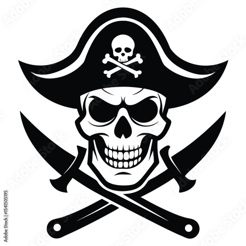 pirate skull and crossbones Vector icon isolated on white background