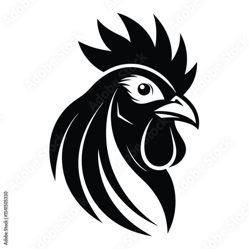 rooster illustration Vector icon isolated on white background