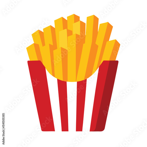 french fries in a red box illustration Vector icon isolated on white background