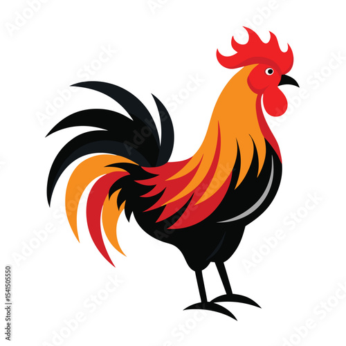 rooster illustration Vector icon isolated on white background