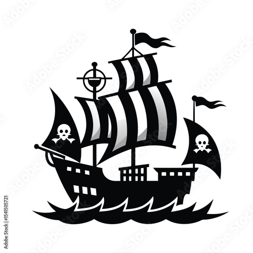 pirate ship Vector icon isolated on white background