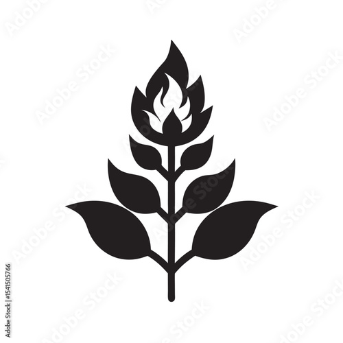 Fire Adaptive Plant Silhouette Vector Illustration