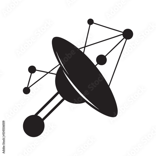 Entangled Satellite Network Silhouette Vector Illustration