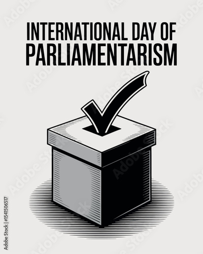 International Day of Parliamentarism Voting Box with Checkmark Icon Illustration