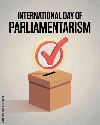 International Day of Parliamentarism Voting Box with Checkmark Icon Illustration