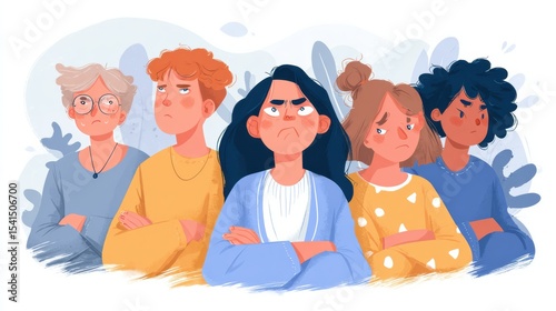 Roles in Bullying Illustrated With Characters Displaying Emotions and Expressions in a School Setting
