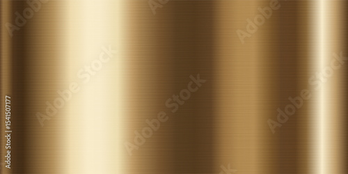 Gold gradient shiny metallic vector background with glossy polished golden steel texture material.
