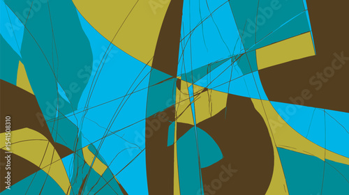 Abstract shapes intersect colorfully in chaotic artistic background space drawing